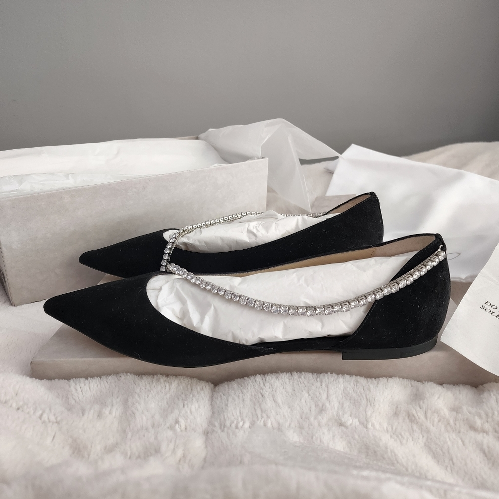 Jimmy Choo Trude Crystal Suede Flats